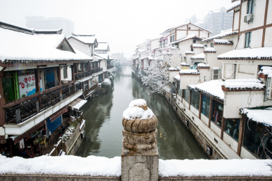 江苏无锡江南古镇南长街雪景