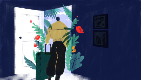 准备出发的一个人旅行插画