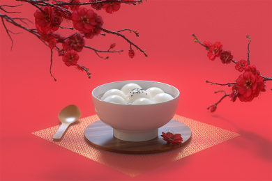 汤圆，象征中国节日团圆的概念的食物。