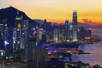 香港维多利亚港城市夜景