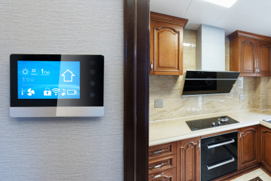 智能屏幕,智能家居和现代化的厨房