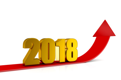 三维图新2018年和红色箭头成长起来的白色背景