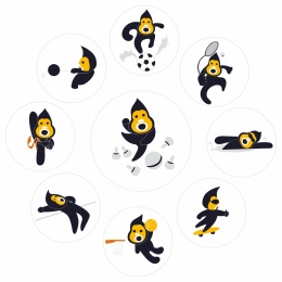 Flat icons set of kids doing different types of sports from football to archery isolated vector illustration
