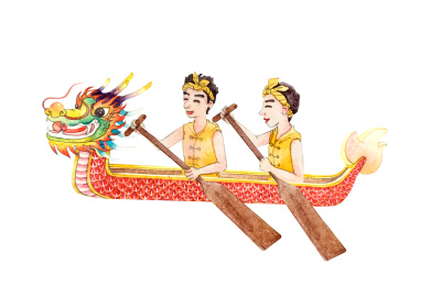 端午节赛龙船的人物元素
