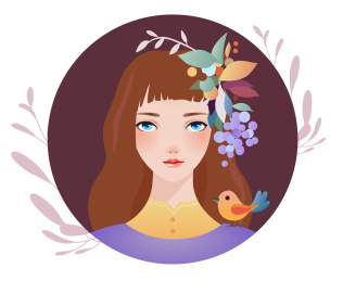 女生唯美插画 矢量