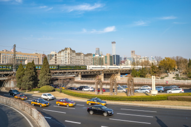 中国北京建国门崇文门立交桥城市风光