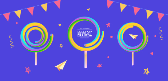 七彩棒棒糖儿童节海报