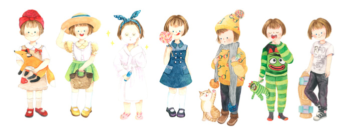 Two watercolor little girls
