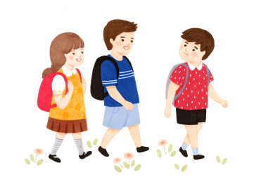 小学生小孩子上学放学插画