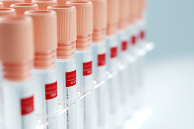 实验室里的白色试管，干净明亮，三维制作。