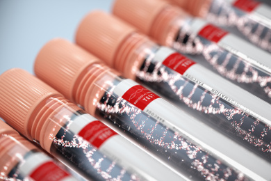 实验室里的白色试管，干净明亮，三维制作。