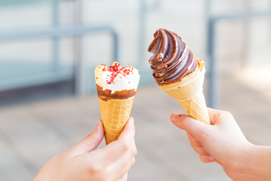 美味冰激凌的特写镜头