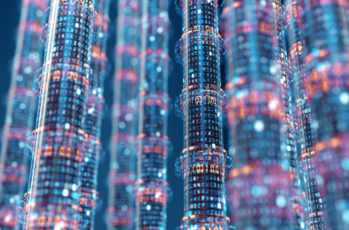 电缆光纤，数据传输的概念。三维插图