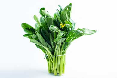 新鲜菜心在白背景上