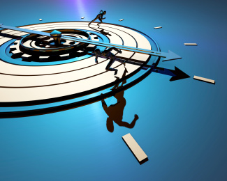 科技人类在表盘上奔跑，争分夺秒，努力奋斗，时间就是金钱 