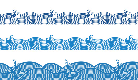 中国传统纹样 海浪纹 矢量腰线