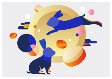 Chinese Mid Autumn Festival，Rabbits，Moon，Mooncake