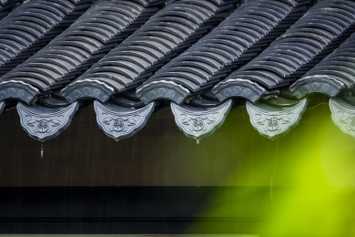 滴雨的屋檐景观