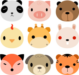 动物卡通头像 插图插画元素 animals heads