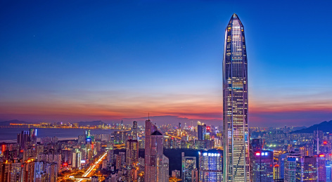 深圳夜景风光鸟瞰图/深圳福田CBD平安金融中心夜景
