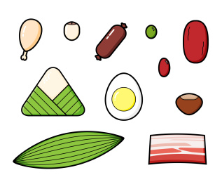 端午节节日元素 粽子 食材手绘素材