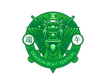 粽子和龙舟组合的端午节标识