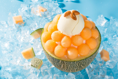 甜食水果哈密瓜冰淇淋清爽夏天点心