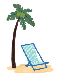 沙滩椅椰树海边夏天插画