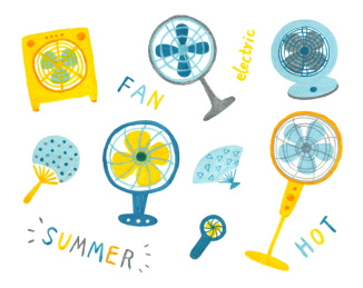夏天电风扇扇子插画