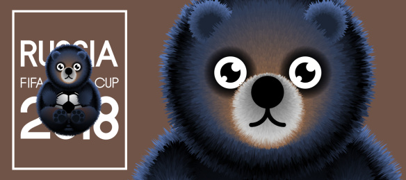 俄罗斯世界杯海报，小熊