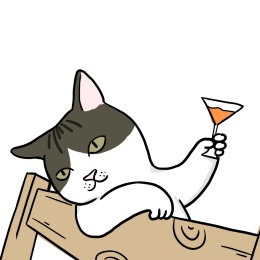 喝酒的猫插画 猫 动物