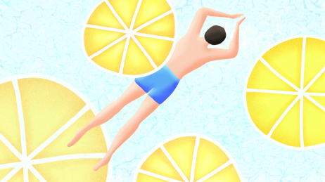 原创手绘清凉一夏有用的男孩海报小清新插画