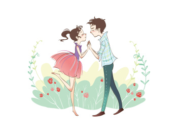 浪漫的情侣亲吻 七夕