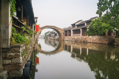 中国湖州历史悠久的著名的南浔古镇 