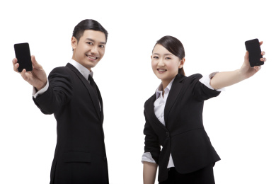 商务人士到生产手机