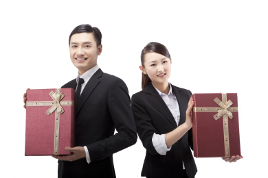 商务人士的礼物盒