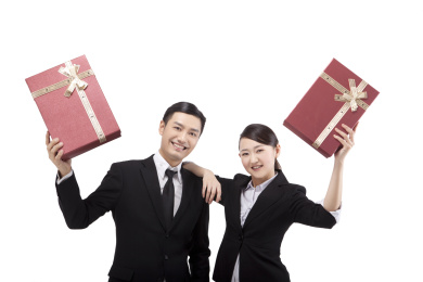 商务人士的礼物盒