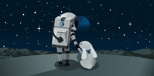 中秋节矢量插画 登月宇航员与玉兔