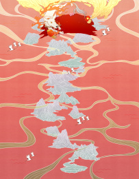 2018狗年新春大吉山海经手绘风格网页设计可裁剪