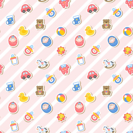 粉色系可爱婴幼儿素材插图无缝拼接印花