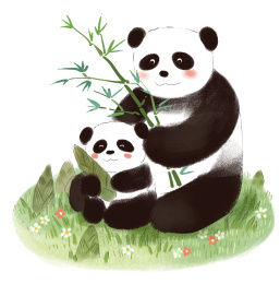 熊猫妈妈和孩子