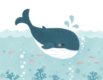 可爱喷水鲸鱼插画