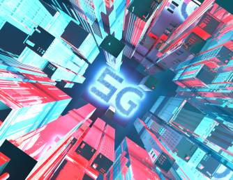 三维插图，5G网络通信，网络速度，数据传输