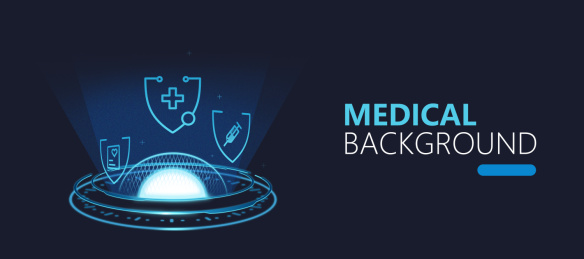 智慧医院医疗安全科技感背景图PS路径绘制