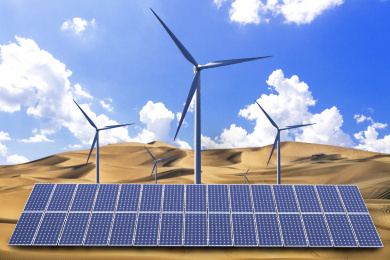 新能源，太阳能新能源，太阳能和风力发电，在广阔的草原上和风力发电，在广阔的草原上