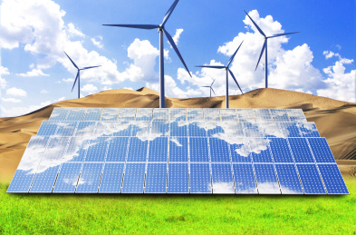 新能源，太阳能和风力发电将沙漠变成绿洲