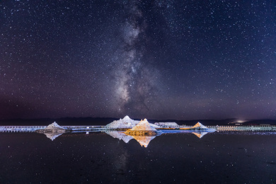 青海 茶卡盐湖 星空倒影