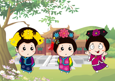 古装卡通人物插画 宫廷