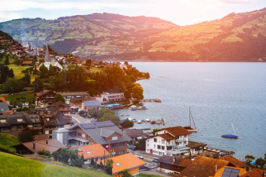 欧洲 瑞士 湖边 小镇