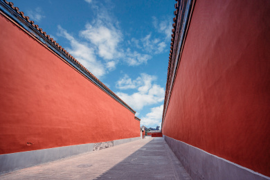 蓝天下的故宫东筒子夹道